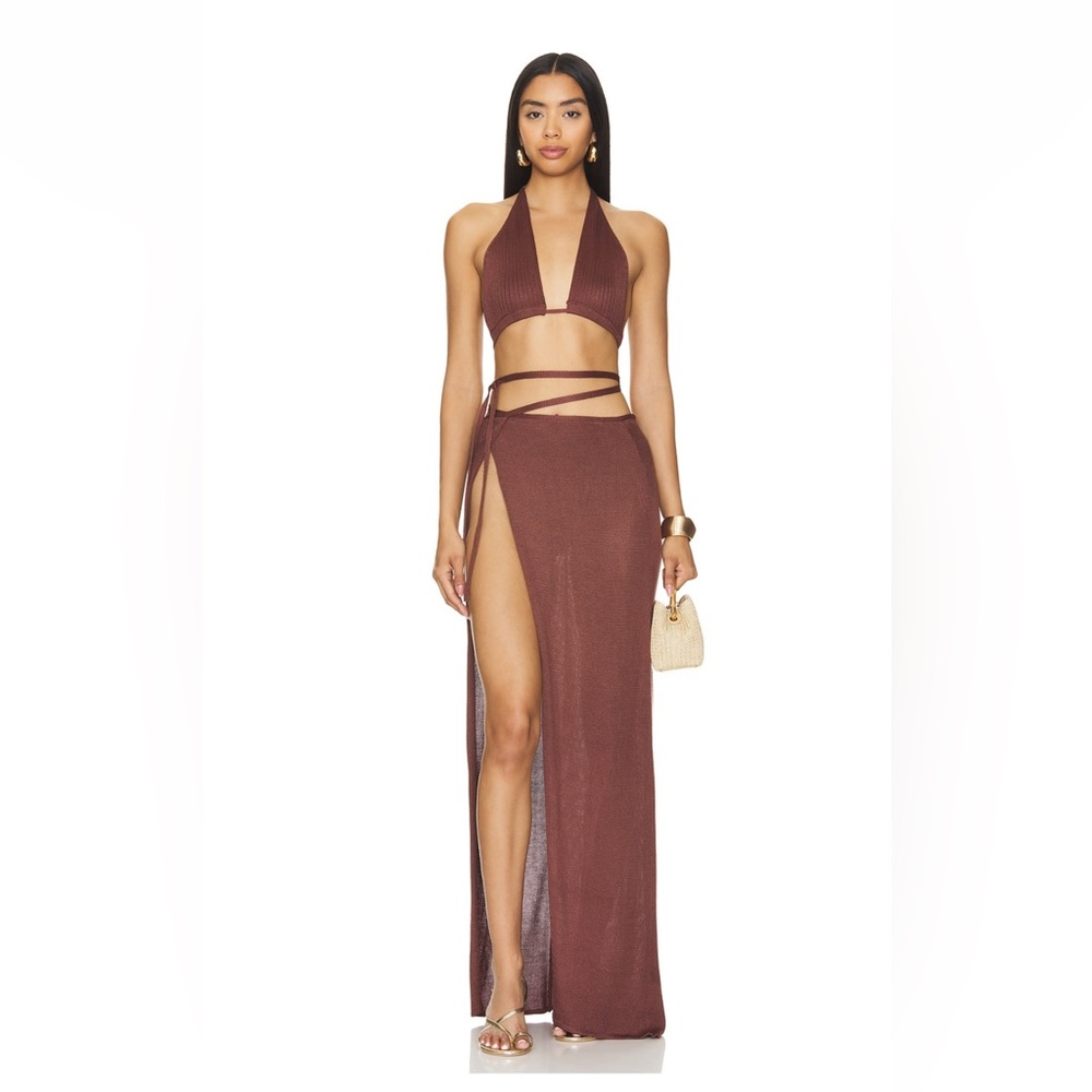 Flook the label Zula top & wrap skirt set in coconut dusk